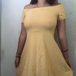 Yellow off the shoulder dress